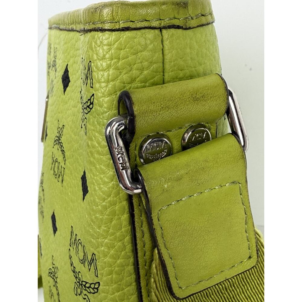 MCM Messenger Crossbody Bag in Neon Green Visetos Monogram Leather S-15 - Picture 6 of 16
